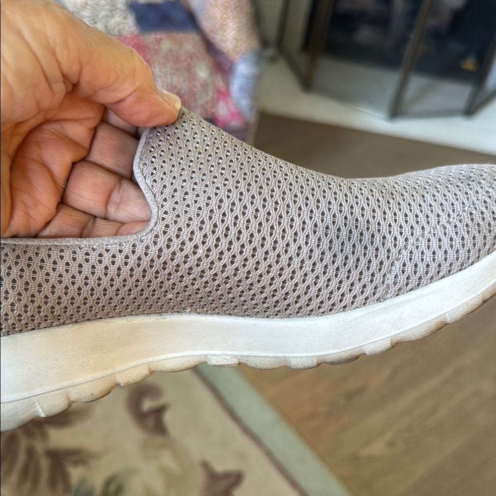 Skechers Light Beige/ Grey Slip-On Shoes Goga Max - Picture 2 of 8